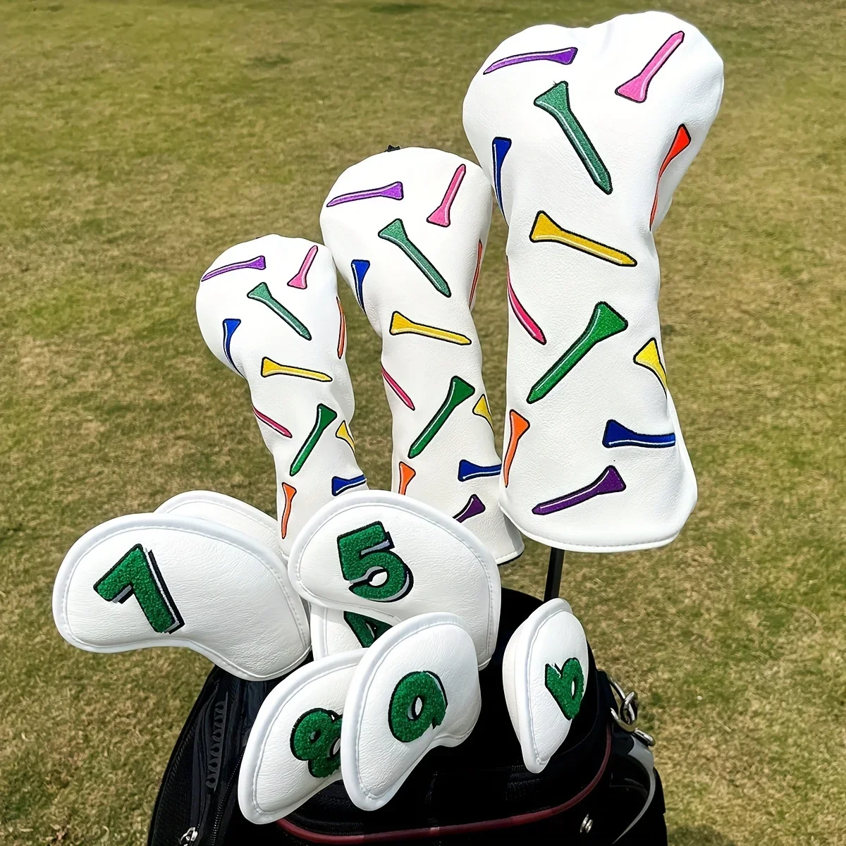 Capa de cabeça de taco de golfe de couro PU elegante, acessórios de golfe