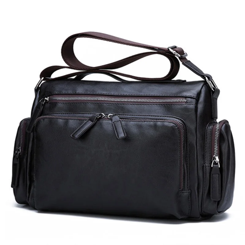 Maletín nuevo de negocios para hombre, bolso de hombro, bolso de ocio para hombre, bandolera de cuero Retro, bolsos cruzados para hombre, negro y marrón, 2022