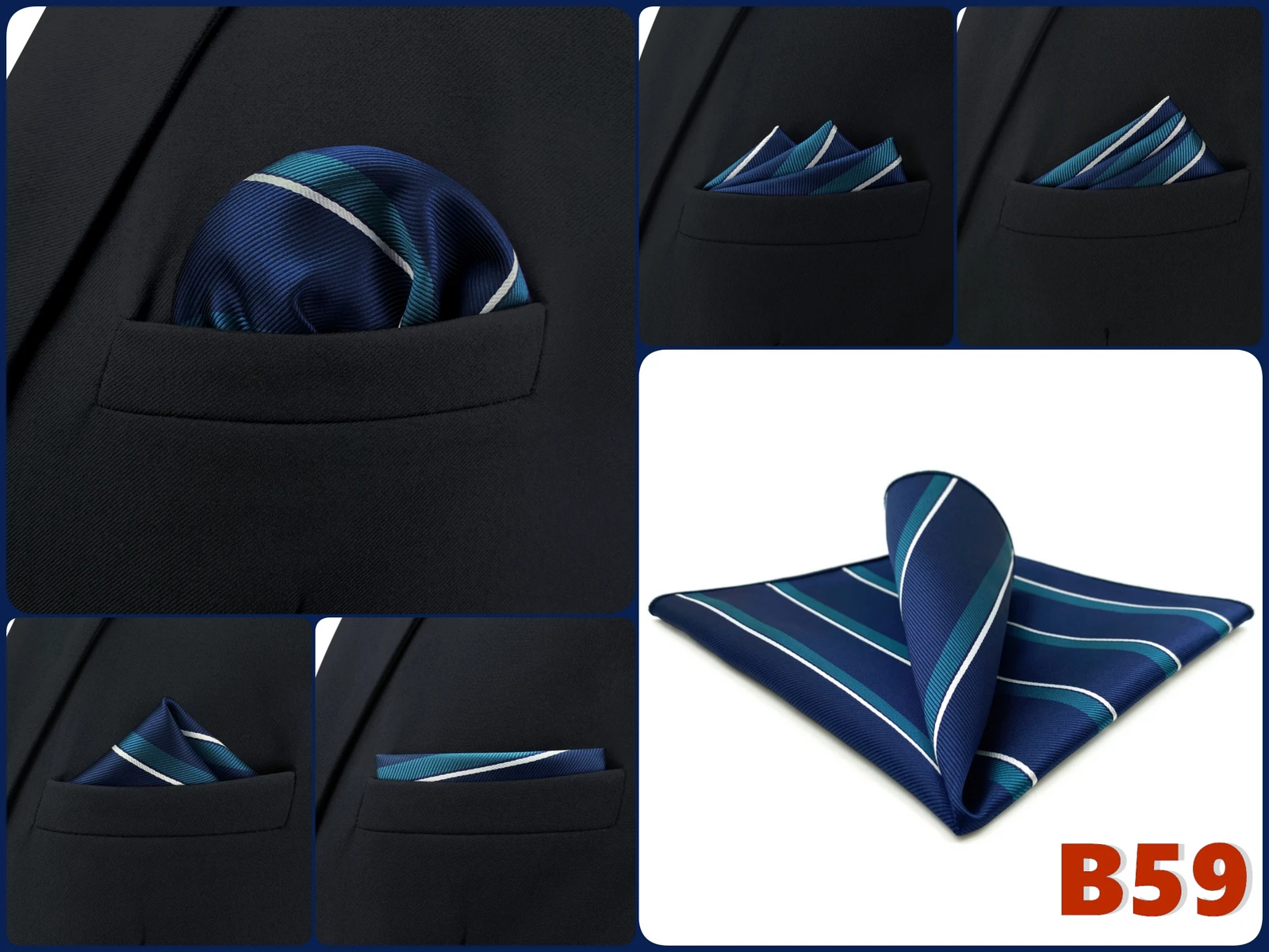 Luxury Mens Pocket Square Handkerchief Multiple Designs Classic Suit Hanky Large Striped Gentlemen Wedding Party Gift for Men