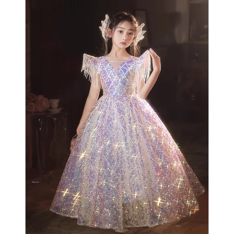 Children's Formal Dress Flower Girl Princess Dress Exquisite High-end Feel Girls Flower Girl Host Piano Performance Outfit Birth