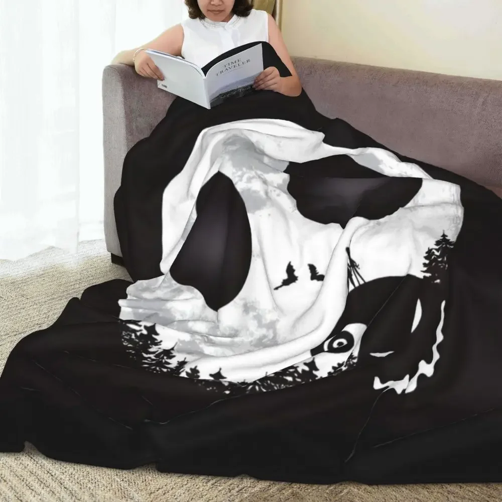 The Nightmare Before Christmas Knitted Blanket Flannel Jack Skellington Cartoon Warm Throw Blankets Airplane Travel Bedspread