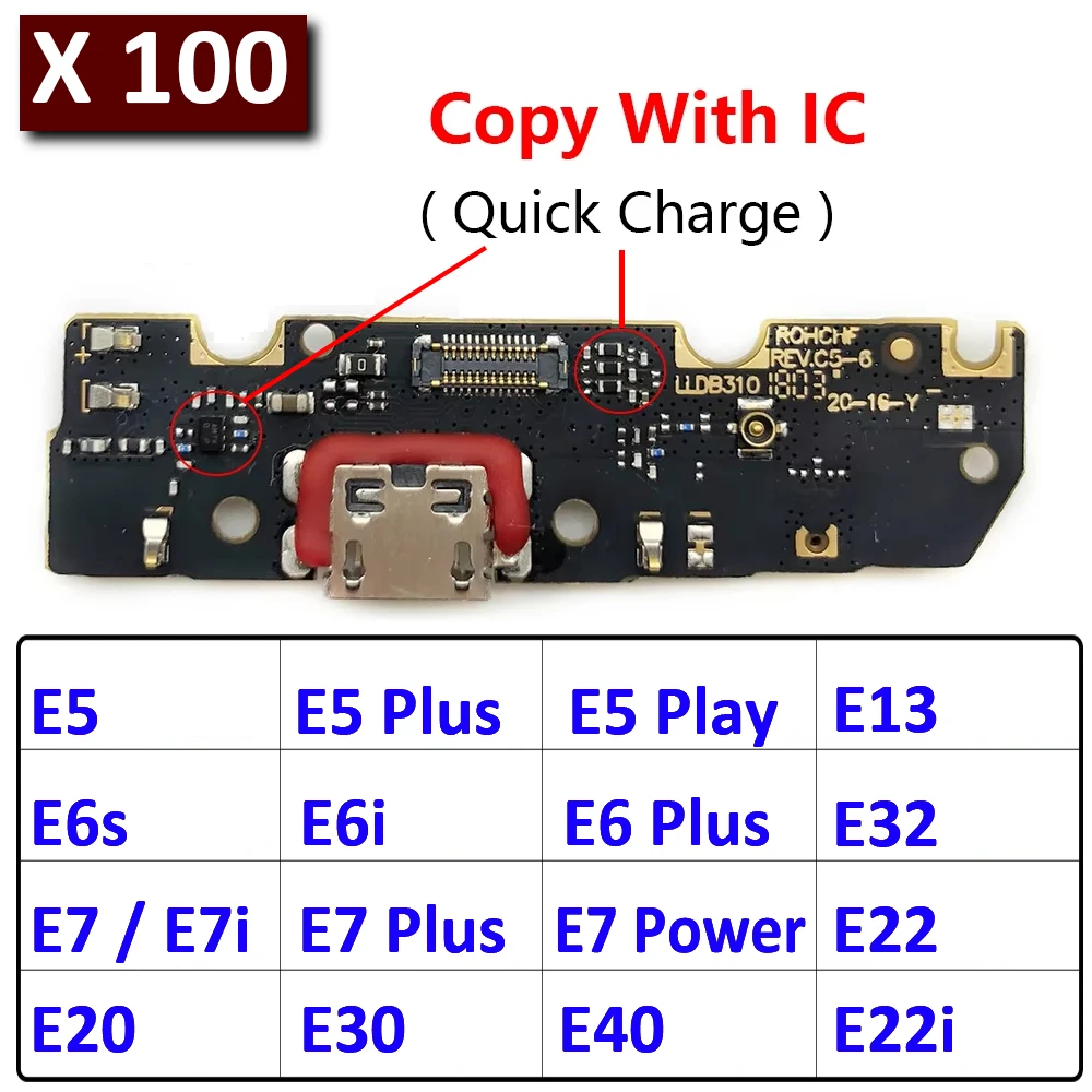 

100Pcs, USB Charger Charging Board Port Connector Flex Cable For Moto E5 E6 E6s E6i E7i E7 Plus Power Play E20 E30 E22 E13 E32