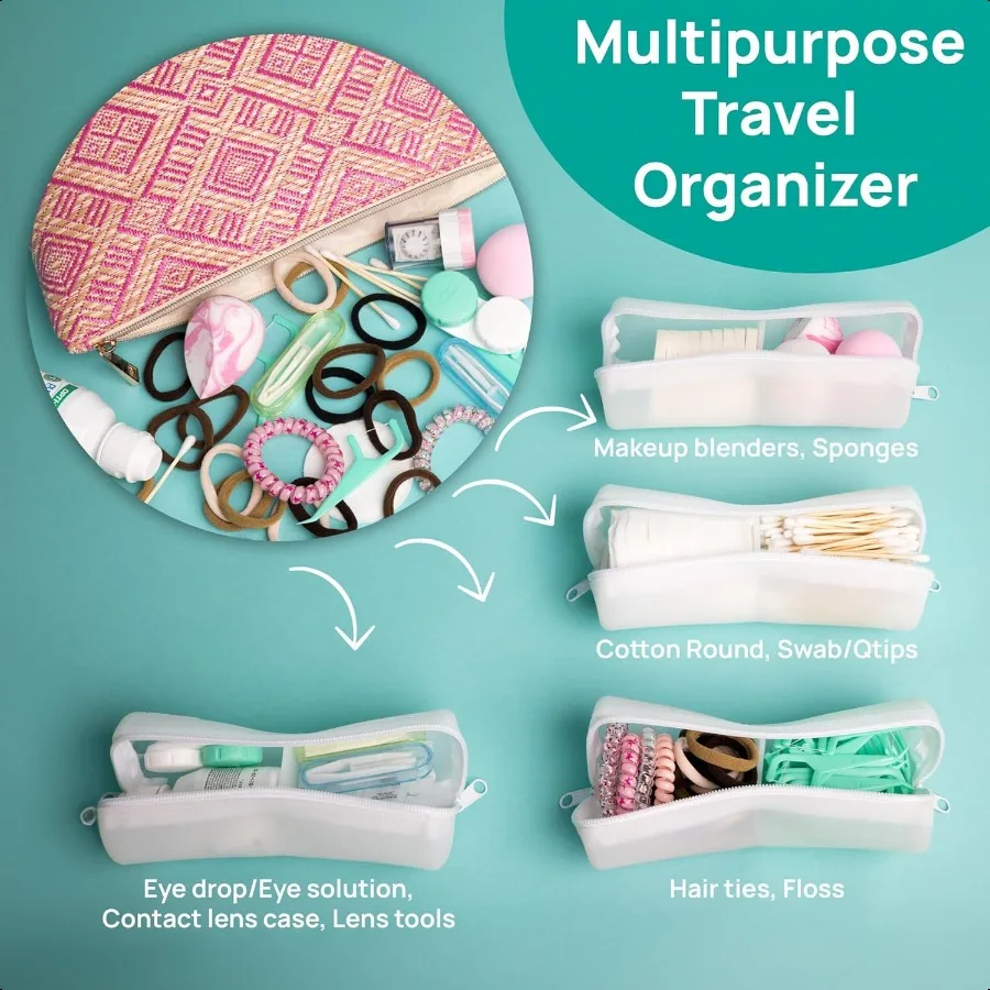 Cotton Round Swab Travel Case 2 in 1 Portable Hair Accories Organizer Hair Tie and Bobby Pin Holder Travel Qtips Case Purse Org