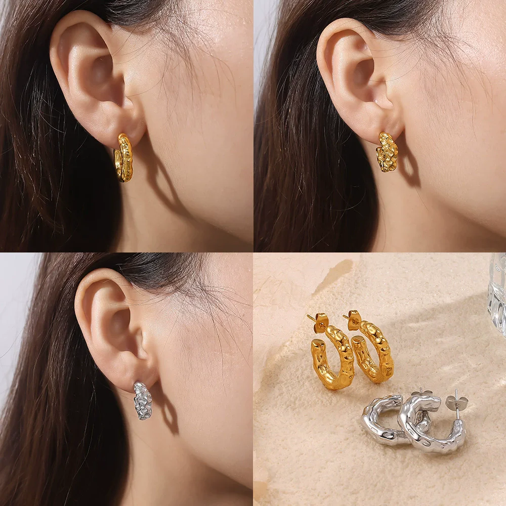 الفولاذ المقاوم للصدأ القلب أقراط للنساء 2025 تتجه الذهب اللون غير النظامية هوب القرط ثقب مجوهرات الحفلات هدايا aretes #4