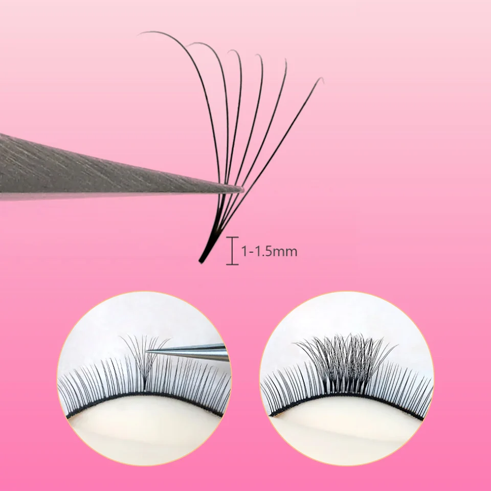 Lashprofessor: abanicos sueltos de 3D a 40D, tallo delgado y puntiagudo, volumen ruso 4
