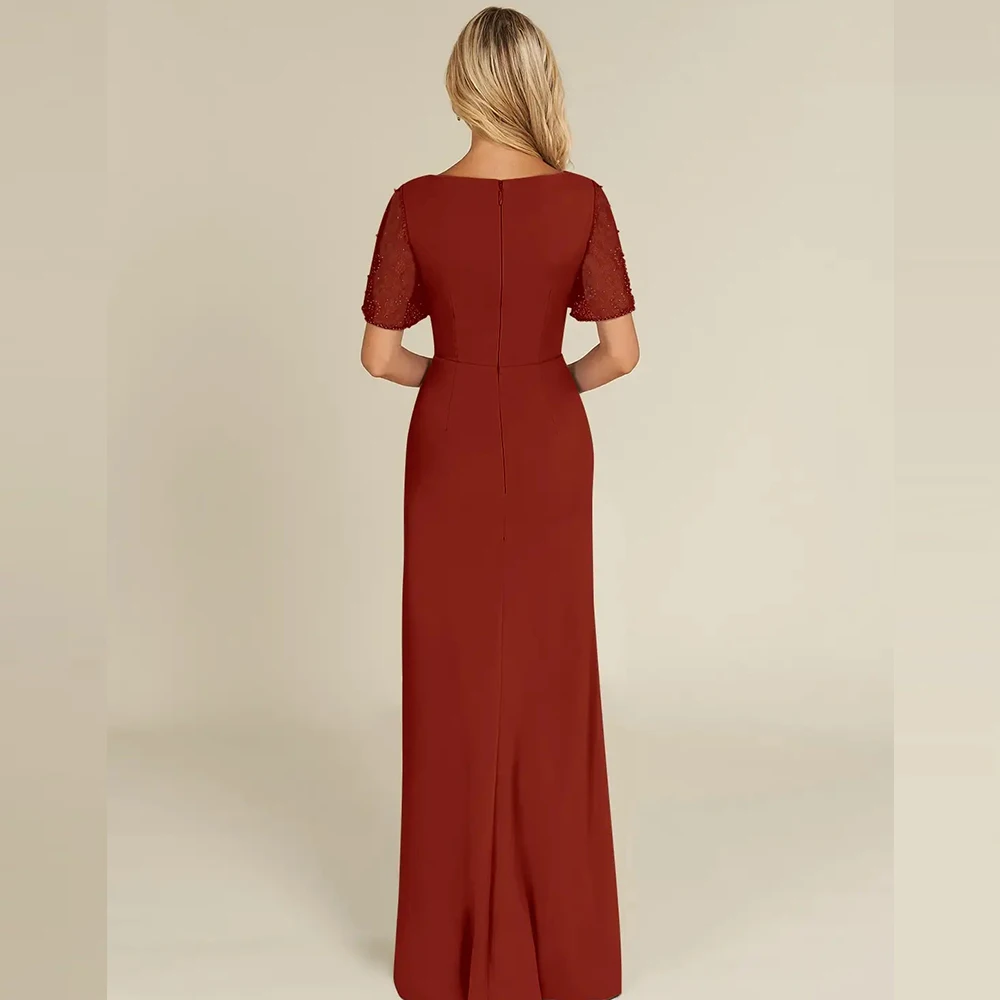 Requintado sem alças mãe da noiva vestidos para mulheres fenda lateral vestidos de festa de casamento manga curta vestido de novia 2025 verão