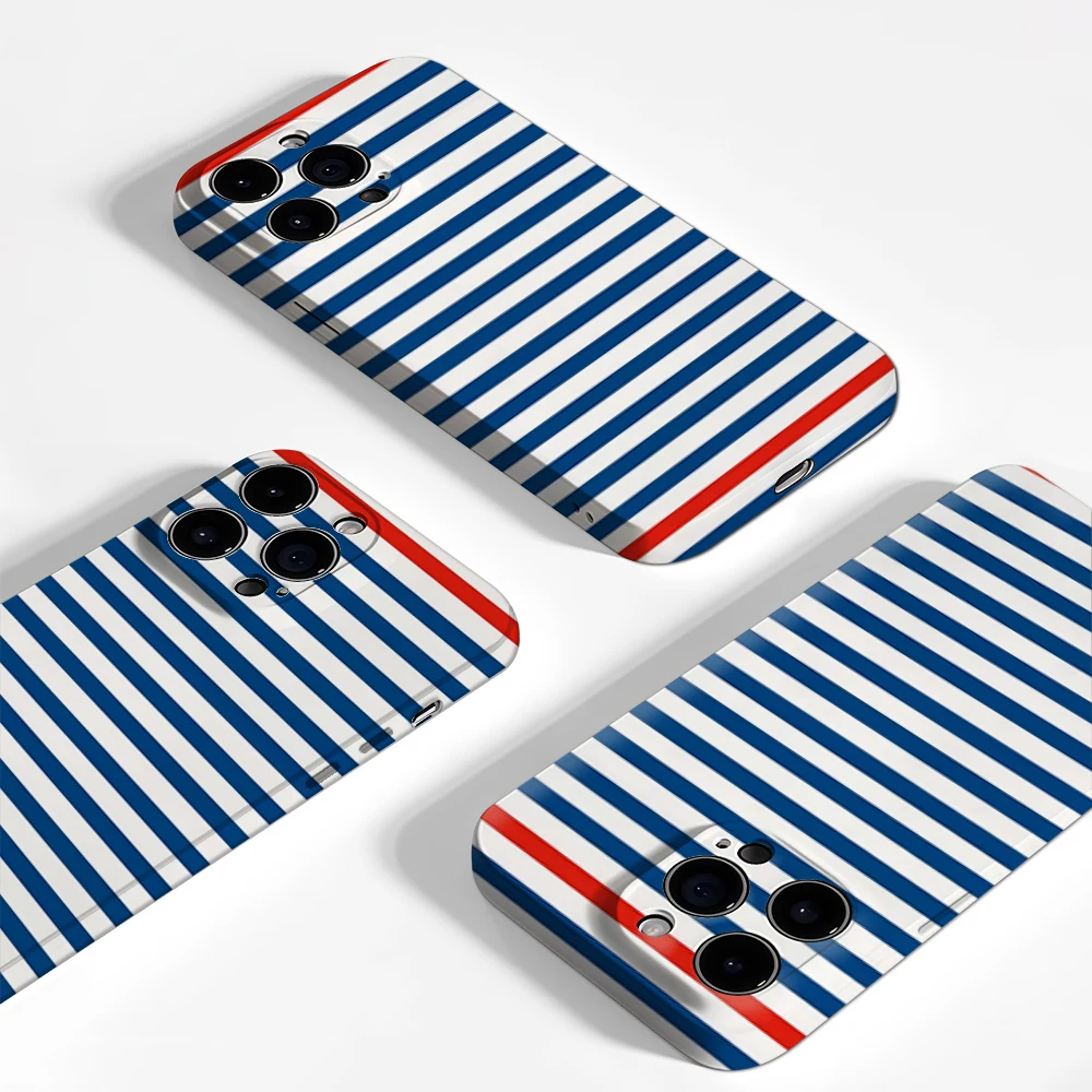 Red Accented Navy Stripes IPhone17 Must-Haves Phone Case for IPhone 17 16 15 14 13 12 Pro Max Plus Double-layer Back Cover