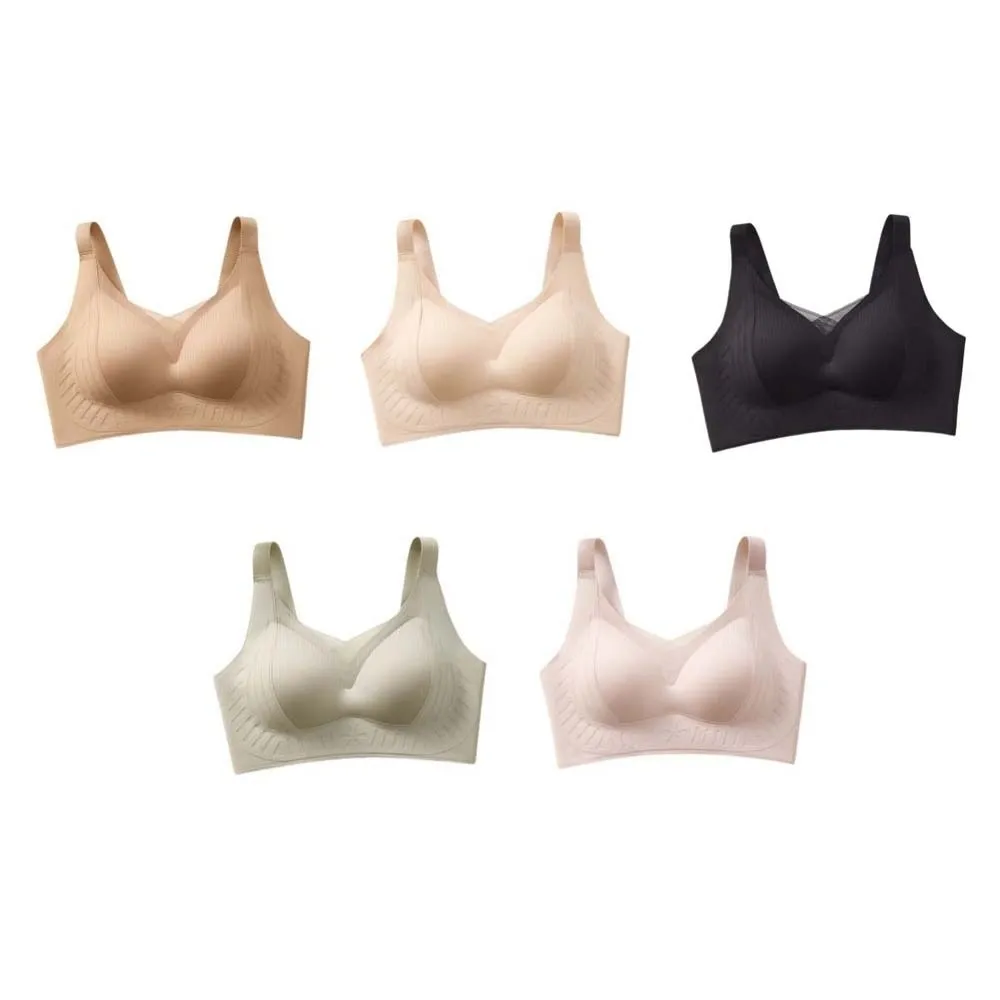 편안한 밀착형 무선 딥 V 브라 여성용 처짐 방지 무봉제 브래지어 충격 방지 속옷 무봉제 스포츠 브라