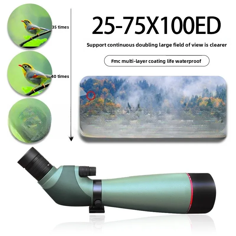 25-75X100ED Bird Watching Monocular Telescope Professional Large Aperture Target Scope