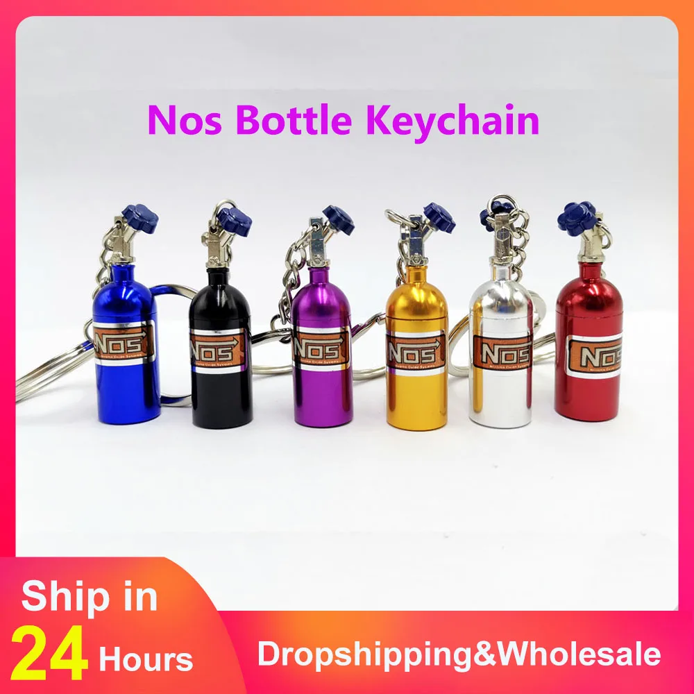 

Empty Nitrogen Bottle Style Metal Key Ring Car Turbo NOS Keychain Stash Pill Box Storage