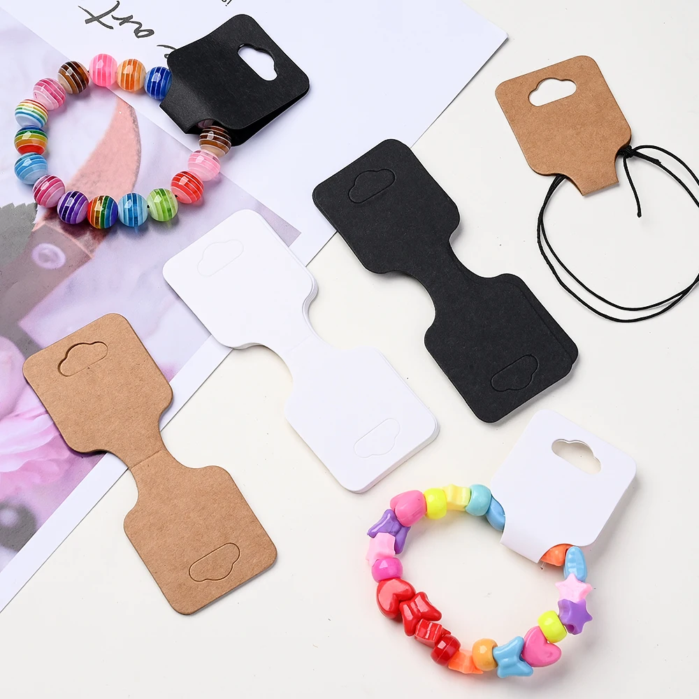 150 Stück 3-farbige faltbare Kraftpapier-Armband- und Halsketten-Displaykarten, Schmuckverpackungskarten für Kleinunternehmen und DIY-Bastelarbeiten – Detail 1