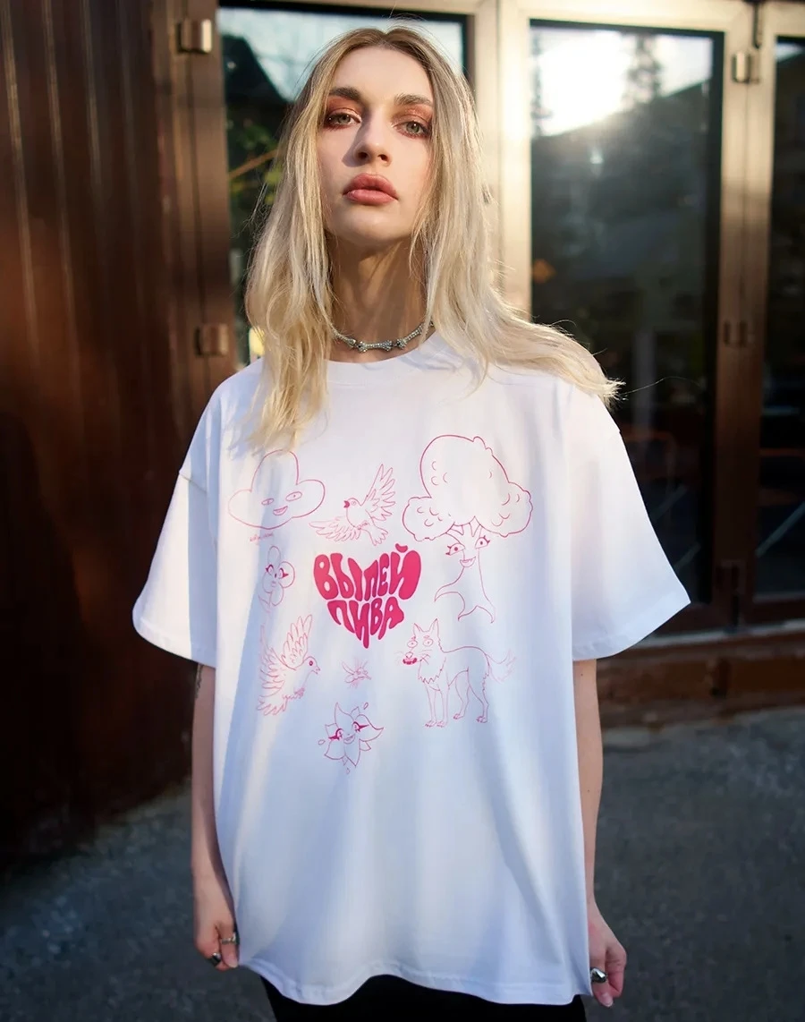 Fashionable Printed Loose round Neck Short Sleeve T-shirt Comfortable Cotton Casual Top for Men And Women Sweat Absorbent