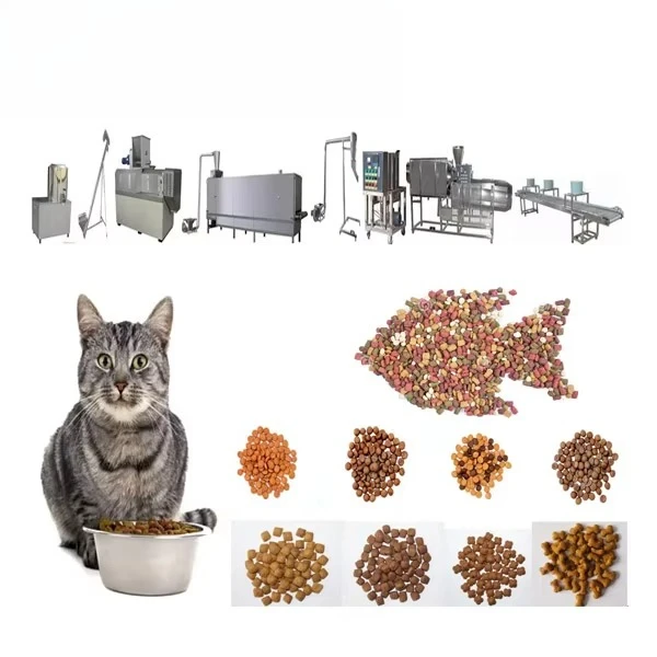 خط تجهيز أغذية الكلاب الأوتوماتيكي من الفولاذ المقاوم للصدأ مع محرك تحكم PLC بثق مزدوج المسمار