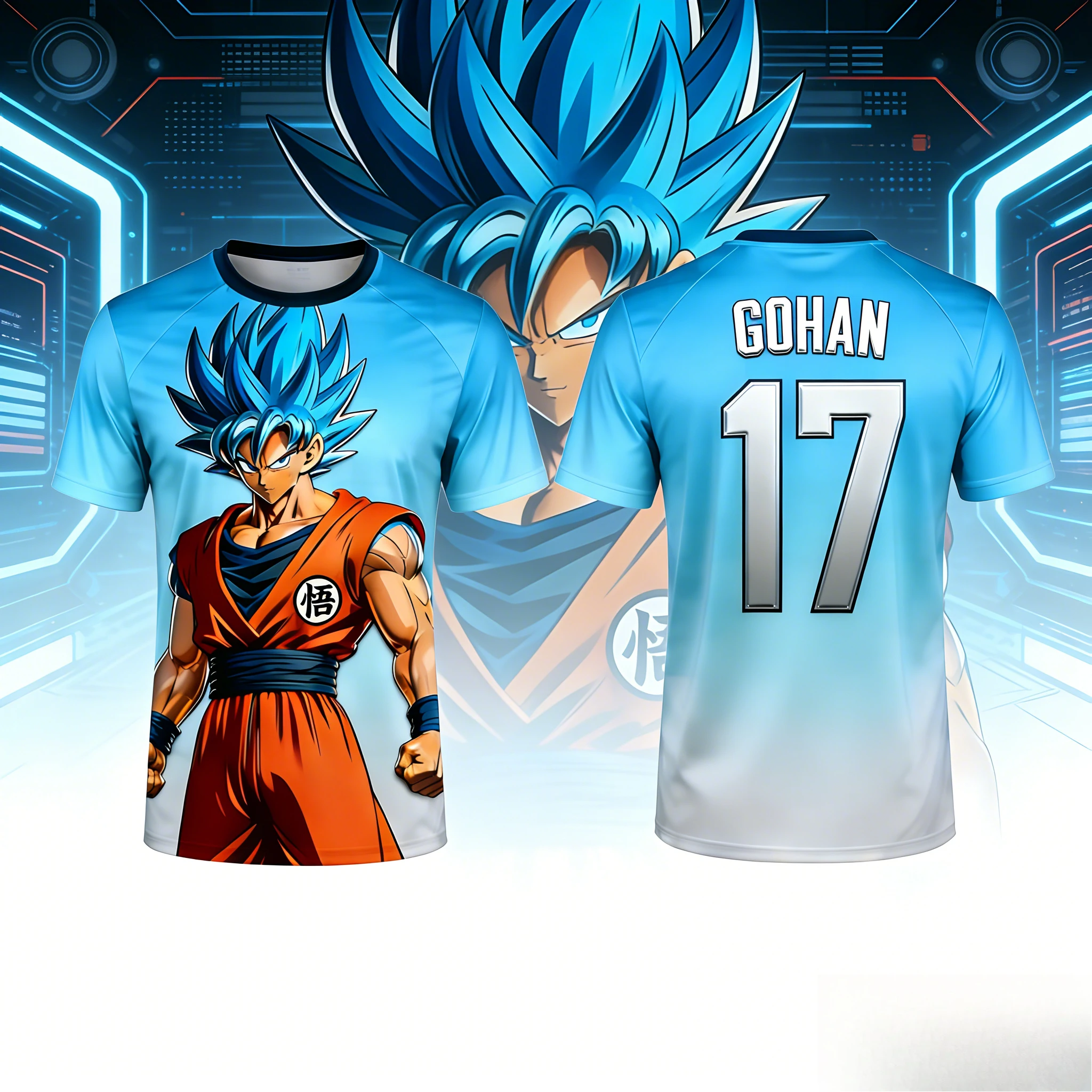 Camiseta Dragon Ball Verano 2026 con Estampado 3D de Gohan Super Saiyan Blue, Holgada, Transpirable, para Gimnasio y Uso Diario, Unisex