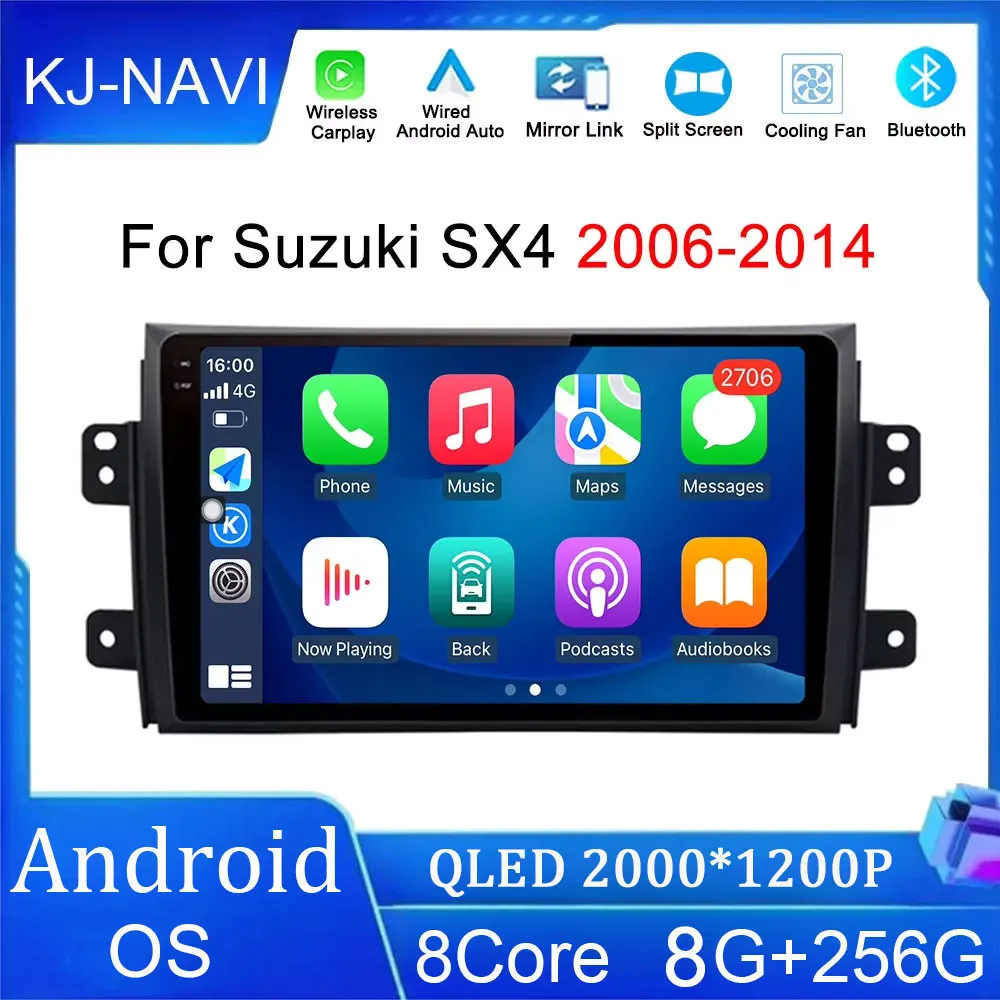 

9" Wireless Carplay DSP Android Auto Car Radio Multimidia Player Navigation GPS for Suzuki SX4 2006 - 2014 4G Head Unit
