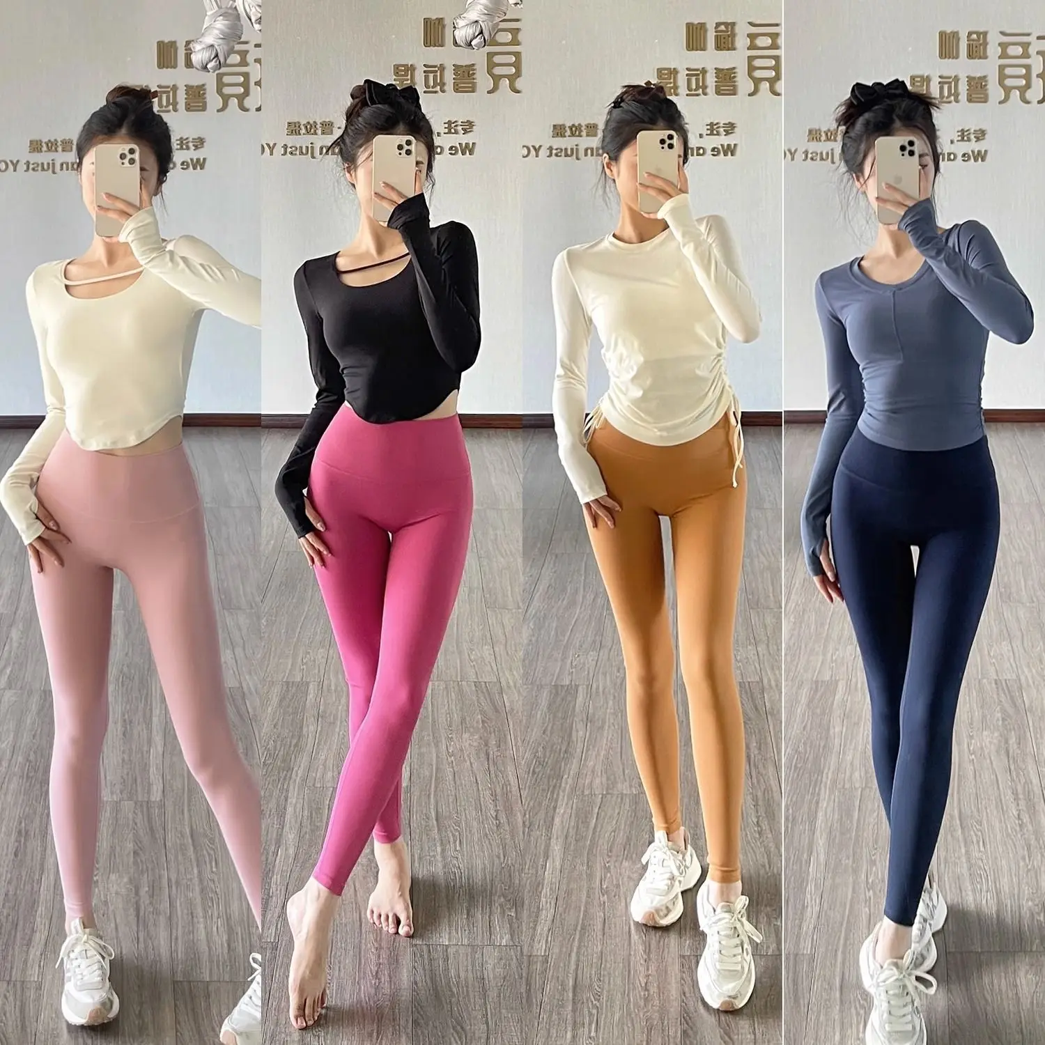 Khaki Or Coffee Women Workout Leggings Seamless Yoga Pants With Pocket High Waist Push Up Trousers Athletic Fitness Gym Legging