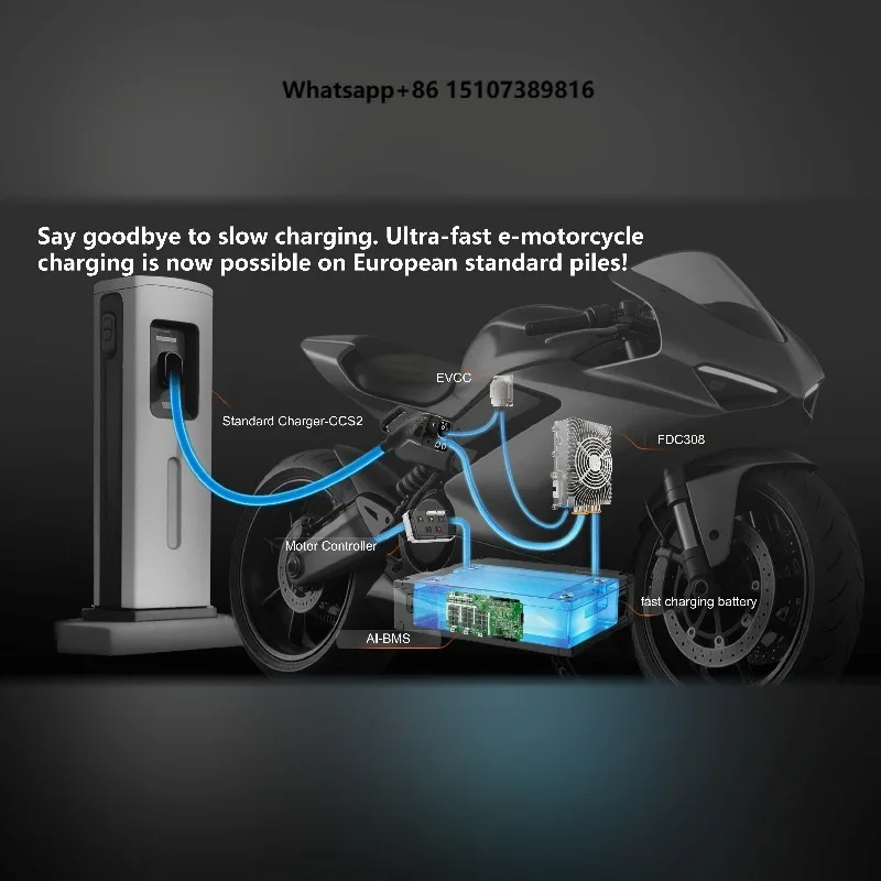 8kW on Board Charger OBC EVCC DC Fast Charging for E-motorcycles Plug Into Any Public CCS2 Pile Full Charge in a Coffee Break