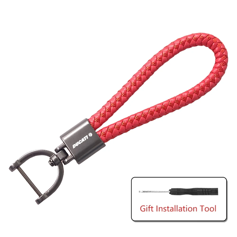 Fit For Ducati 796 795 821 Monster 696 400 Motorcycle Accessories Braided Rope Keychain Custom Alloy Keyring
