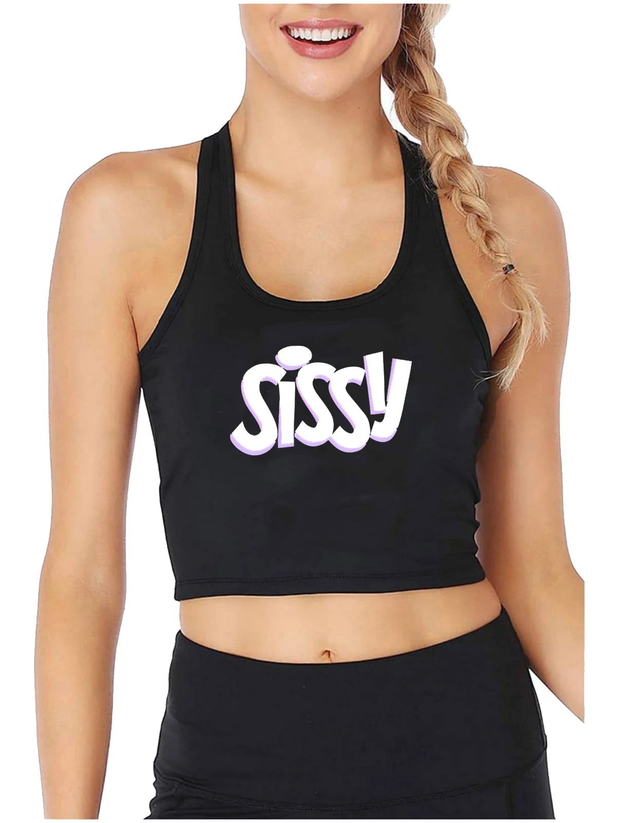 Sissy Design Sexy Slim Fit Crop Top Hotwife Humorous Fun Flirting Style Tank Tops Swinger Naughty Sports Training Camisole