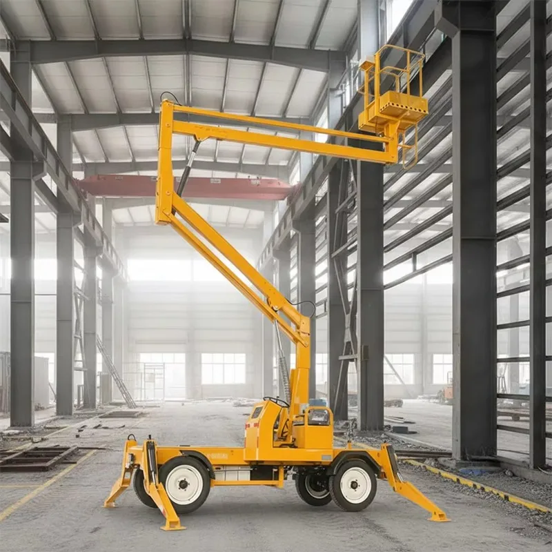 Fully Self - Propelled Towable Electric Curved Arm Boom Lift Man Basket Platform