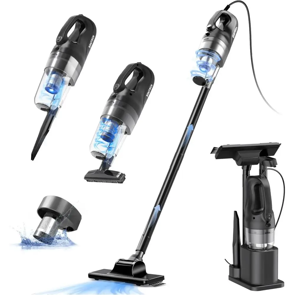Corded Vacuum Cleaner, Super Power Suction Stick Vacuum, Lightweight Hard Floor Vacuum, Removable Handheld Vac, Portable Vacuum