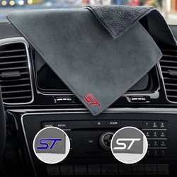 ST Emblem Logo Cleaning Drying Cloth Car Wash Rags Double Layer For Ford Focus x 2 3 Kuga Puma Fiesta ST Line MK3 MK2 MK4 S Max