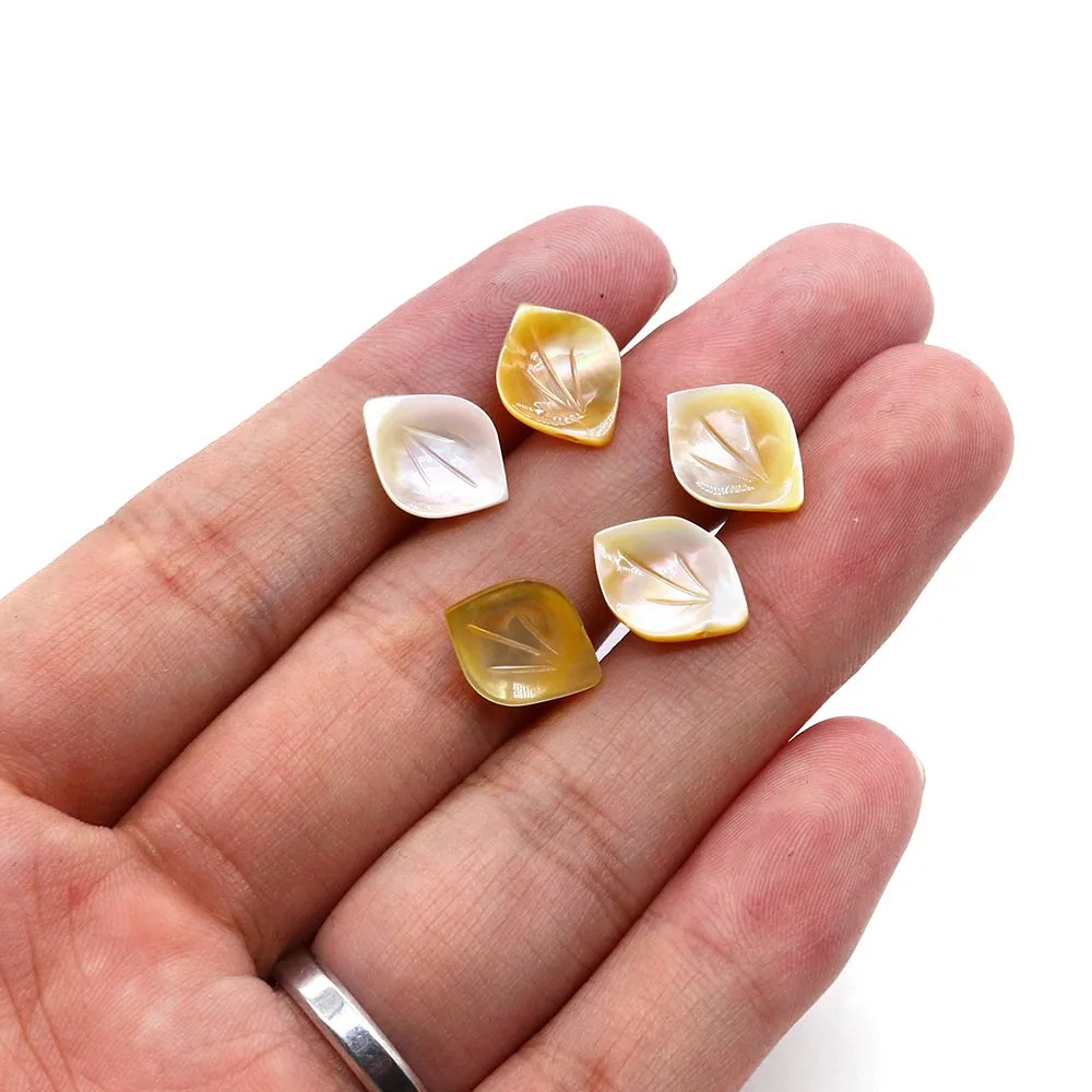 

Натуральные пресноводные желтые ракушки ручной работы в форме листа с горизонтальным отверстием, свободные бусины-подвески для самостоятельного изготовления ожерелий, серег и украшений