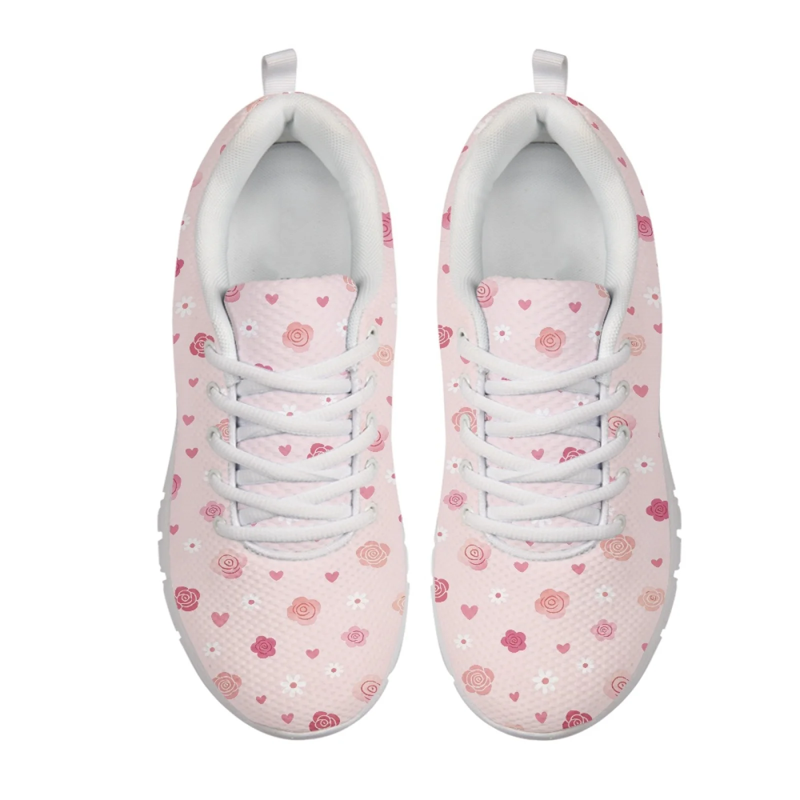 Coloranimal Rose Hearts Breathable Tennis Shoes Women Running Shoes Running Sneakers for Ladies Mens