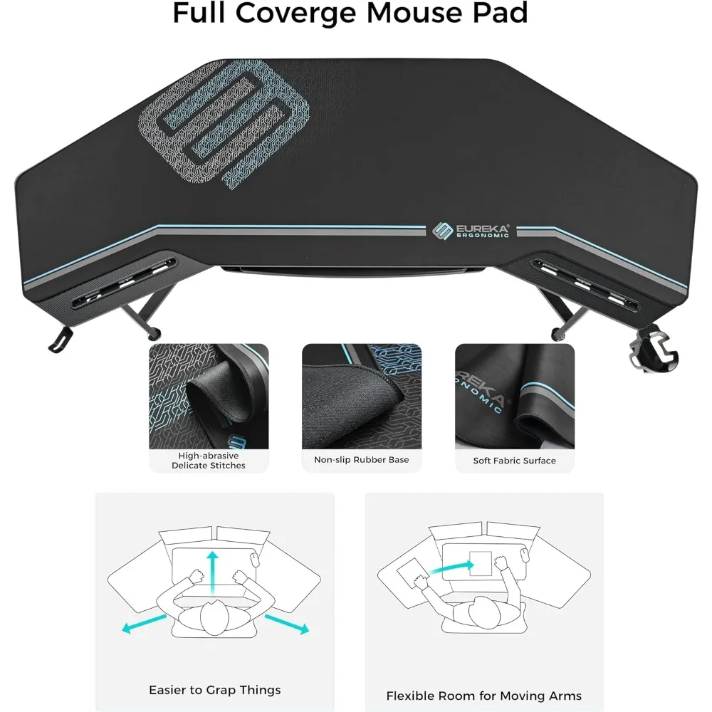 ERGONOMIC Aero Gaming Desk with Led Lights, 72