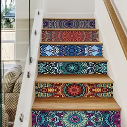 Boho Mandala Totem Peel and Stick Stair Riser Stickers, vinile autoadesivo scale Riser decalcomanie Decor Art Painting Mandala