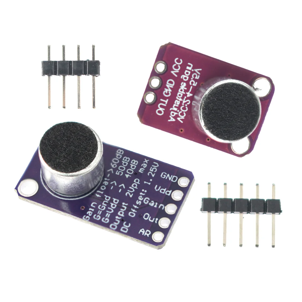 Módulo amplificador de microfone max4466 max9814, sensor de som, placa pcb, baixo ruído e agc, controle de ganho automático, kit diy para arduino, 1 peça