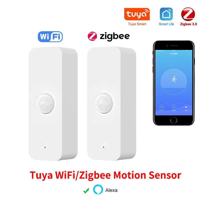 Tuya WiFi Zigbee PIR Motion Sensor Smart Sensor For Smart Home APP Remote Control Works With Yandex Alexa Google Assistant