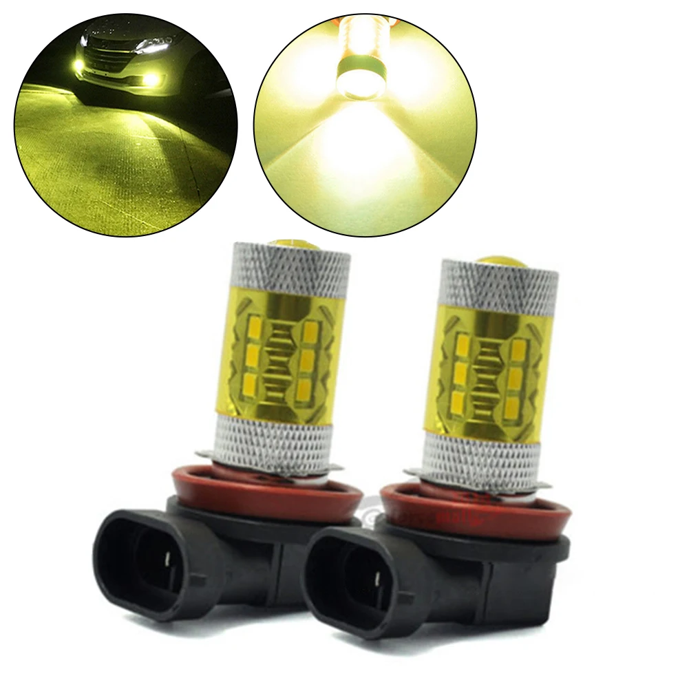 2pcs H11 H8 LED Bulbs Golden Yellow Fog Light DRL Light High Power 80W Lamp 1500LM 3000K Car Lights