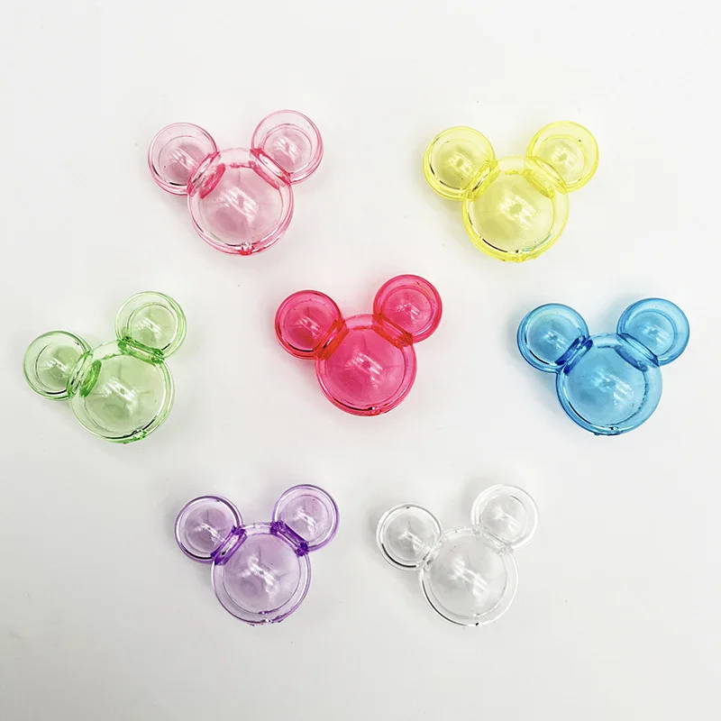 Kawaii Transparent Half Mouse Head Beads For Jewlry Making DIY Decorations Beadable Pens Phone Chain Keychain Hair Accessories