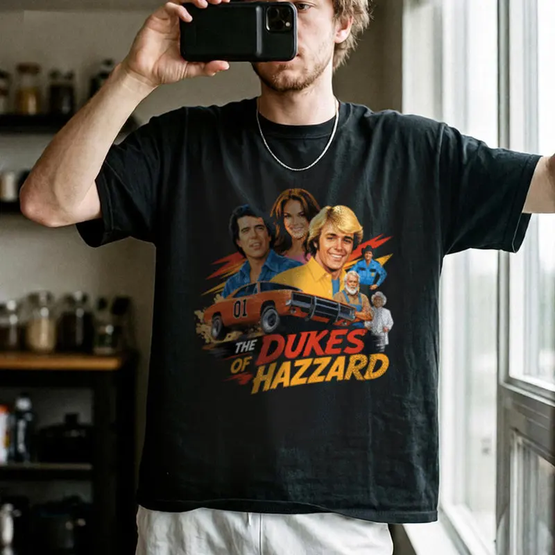 Retro Dukes of Hazzard Vintage Hazzard County Racing Graphic T-Shirt General Lee 01 Muscle Car Tee Classic 80s TV Fan Gift Tops