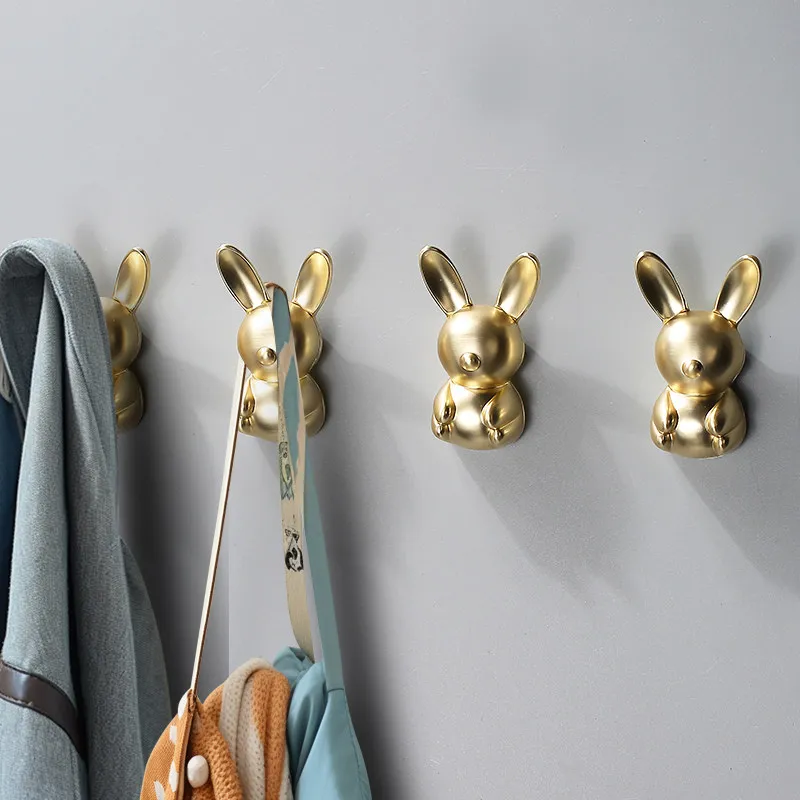 

Крючок для одежды в виде кролика, настенный, для прихожей, без сверления, креативный, декоративный