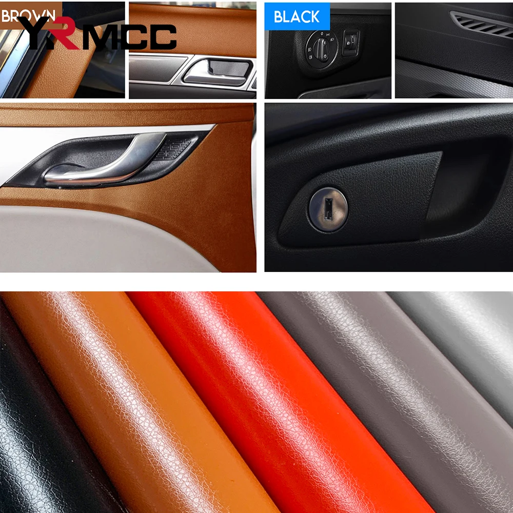 Leather Vinyl Film 50cmx200cm Car Internal Panel Film Waterproof Car Stickers Control Panel Vinyl Films Auto Door Handles Foil