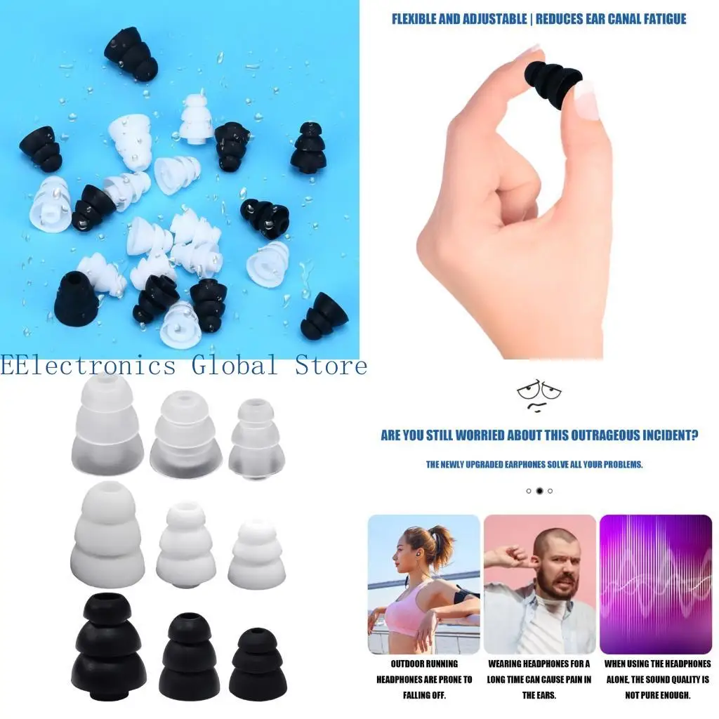 462B 3.8mm Noise Cancelling Triple Layer Silicone Earphone Tip With Deep Fit For Superior Noise Reductions