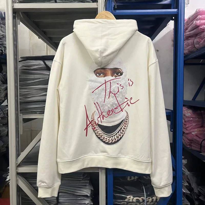 Mask Man Graffiti Letter Printing IH NOM UH NIT PARIS Hoodie Men Women Couple Heavy Fabric Cotton Pullovers Hooded Inside Tags