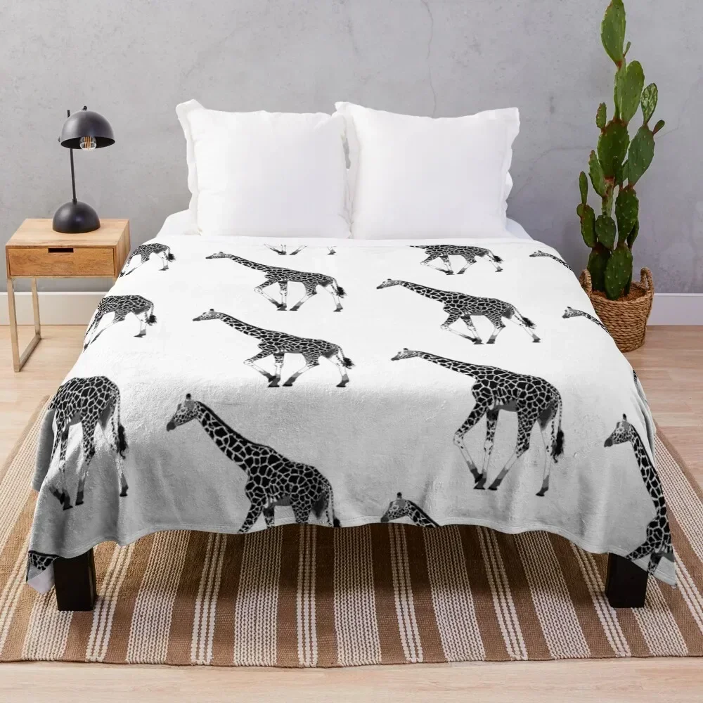 

Monochrome Giraffe Throw Blanket Long Lasting Soft Plush Blanket for Daily Use