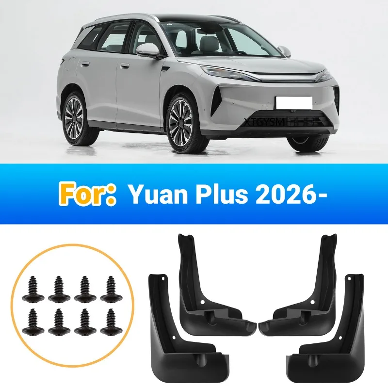For BYD ATTO3 YUAN PLUS 2026 Set Mud Flaps Splash Guard Mudguard Front Rear Molded Fender Cover Car Accessories