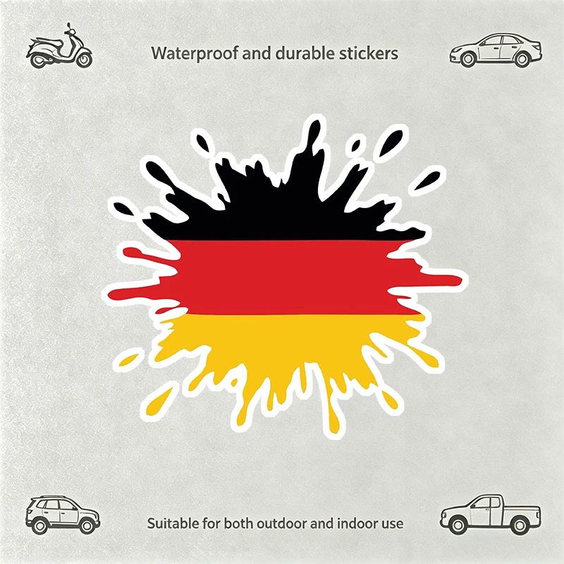 Germany Flag Paint Splatter Car Sticker Decal, German Flag Drip Effect Auto Vinyl Bumper Sticker for Racing