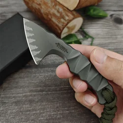 Outdoor Mini Full Tang Z-Wear Steel Fixed Blade Knife Survival Pocket Knives Portable Camping Hand EDC Tool with Cowhide Sheath