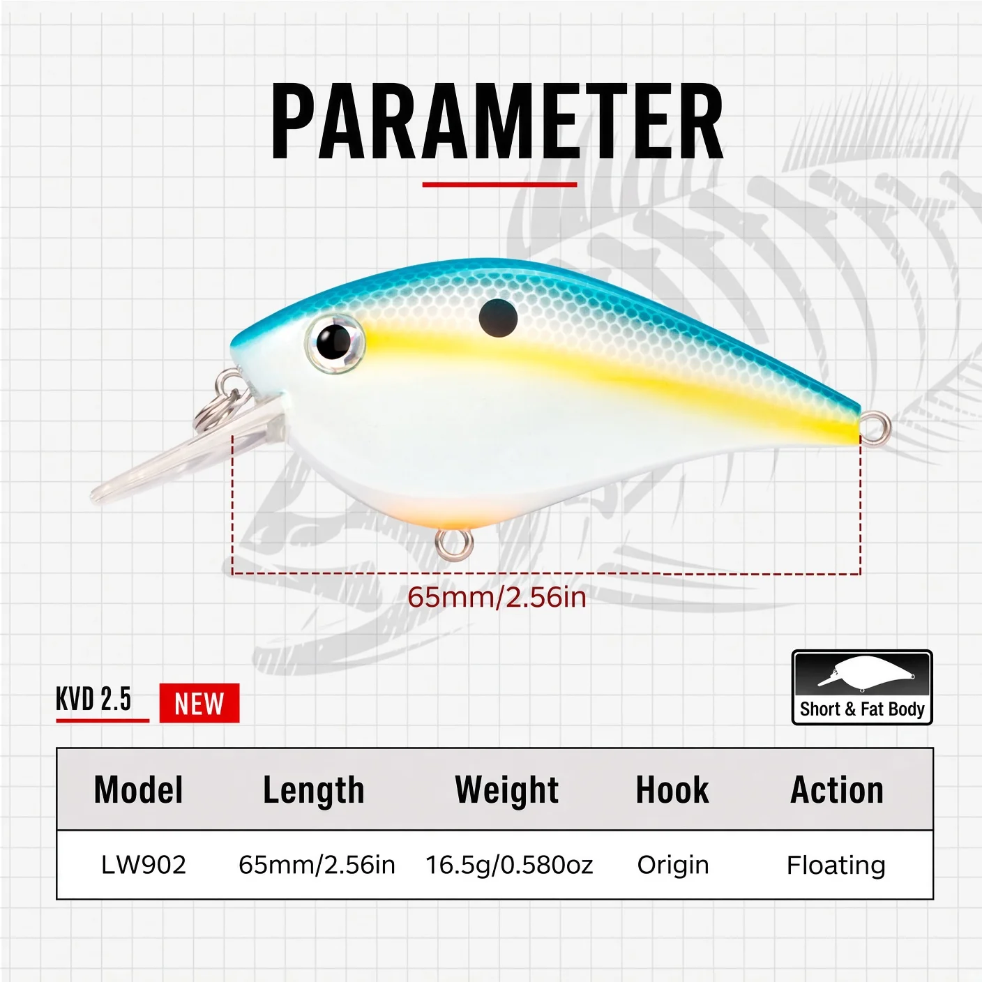 Hunthouse Squarebill Crankbait 65mm 16,5g Schwimm Angeln Locken Kurbel Köder Harte Köder Für Bass Hecht Angeln Süßwasser LW902 – Detail 5