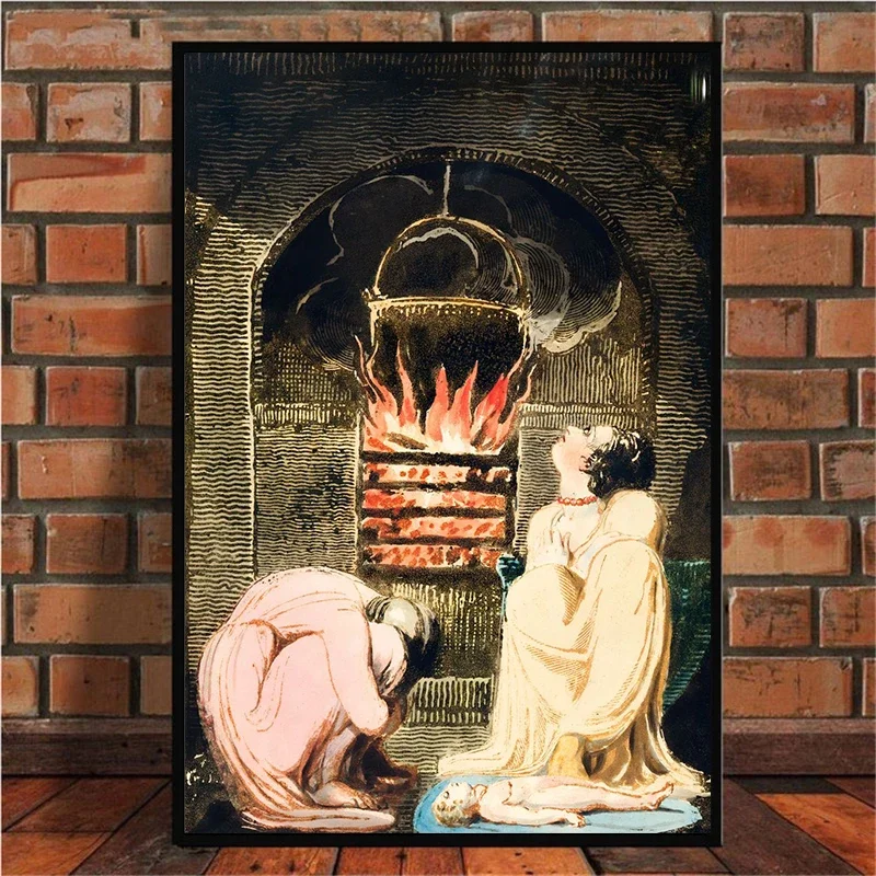 Devout Christian William Blake Jesus and Angel Classic Poster Prints Canvas Painting Wall Art Picture Living Room Home Decor