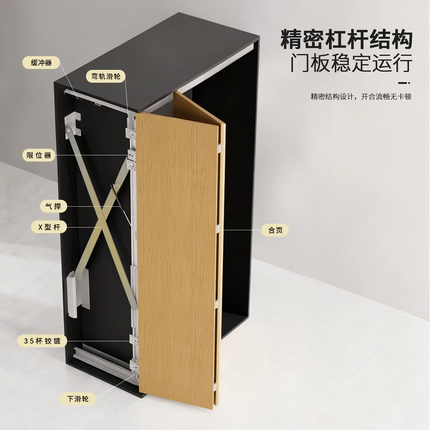 Hidden folding butterfly door pocket door hardware accessories, side-mounted button inserted into telescopic cabinet door swing