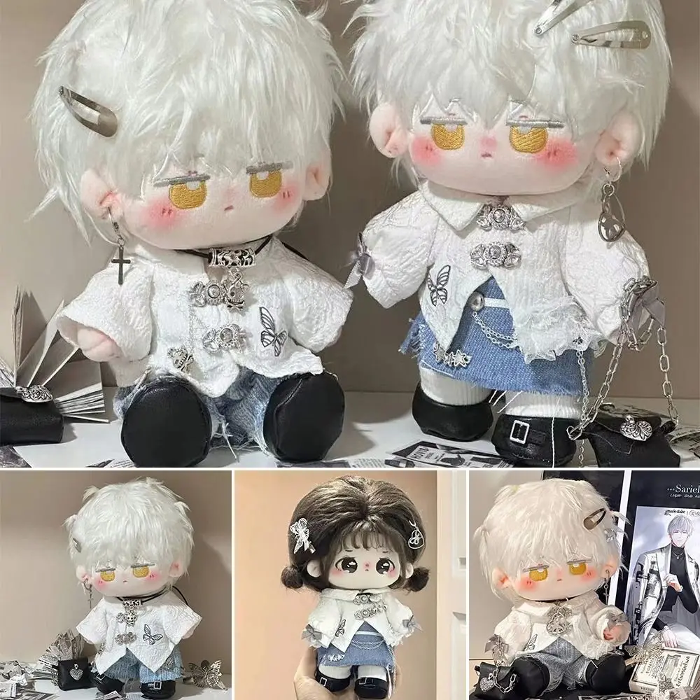 Creative 20CM Doll Clothes White Blue Playing House Doll Blouse Pants Suit Changing Dress Game Photo Prop Mini School Suit Gift