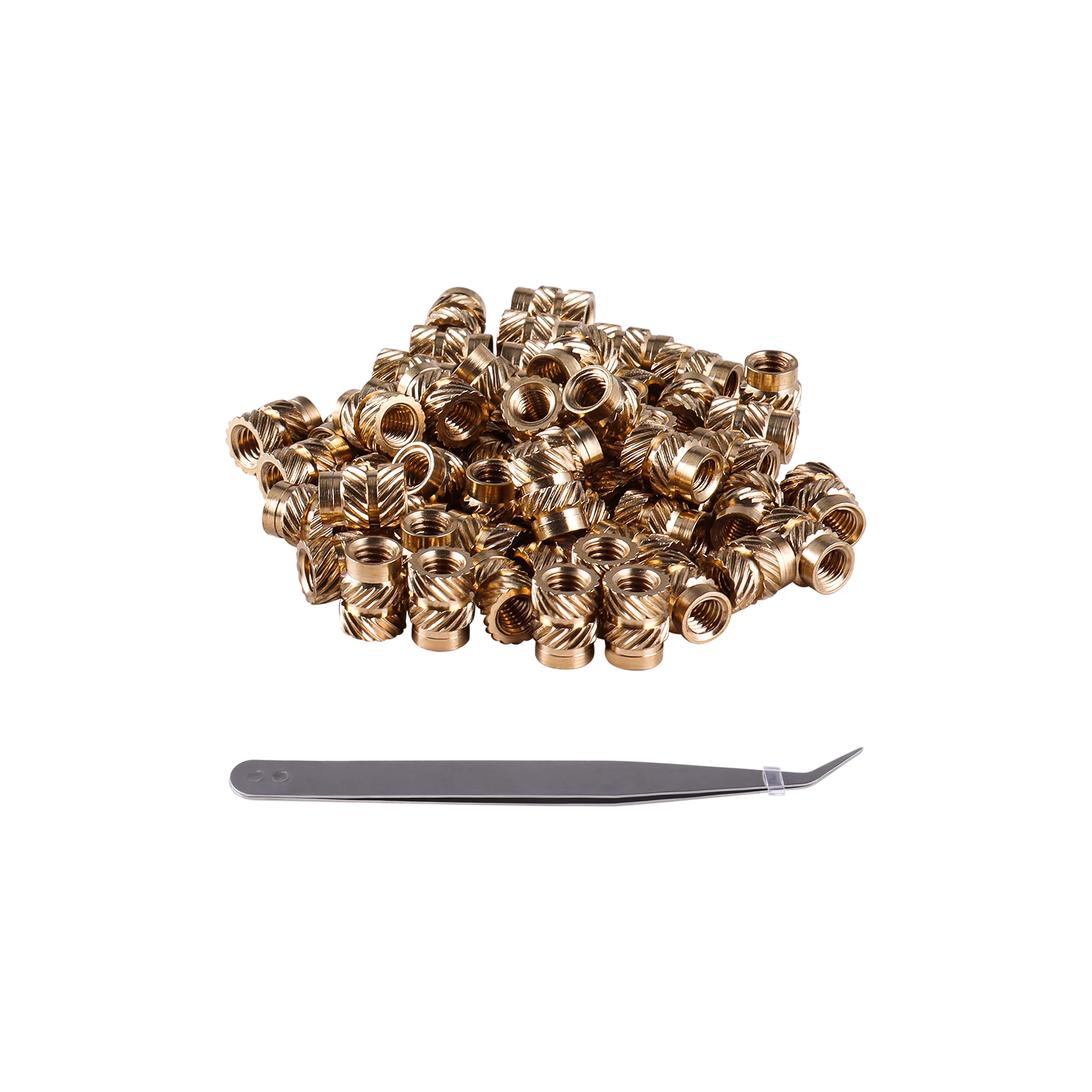 M2 m3 m4 m5 inserções de bronze porcas rosca serrilhada embutida inserções de cobre de derretimento quente porcas rosqueadas conjunto de calor inserção resistente embutido
