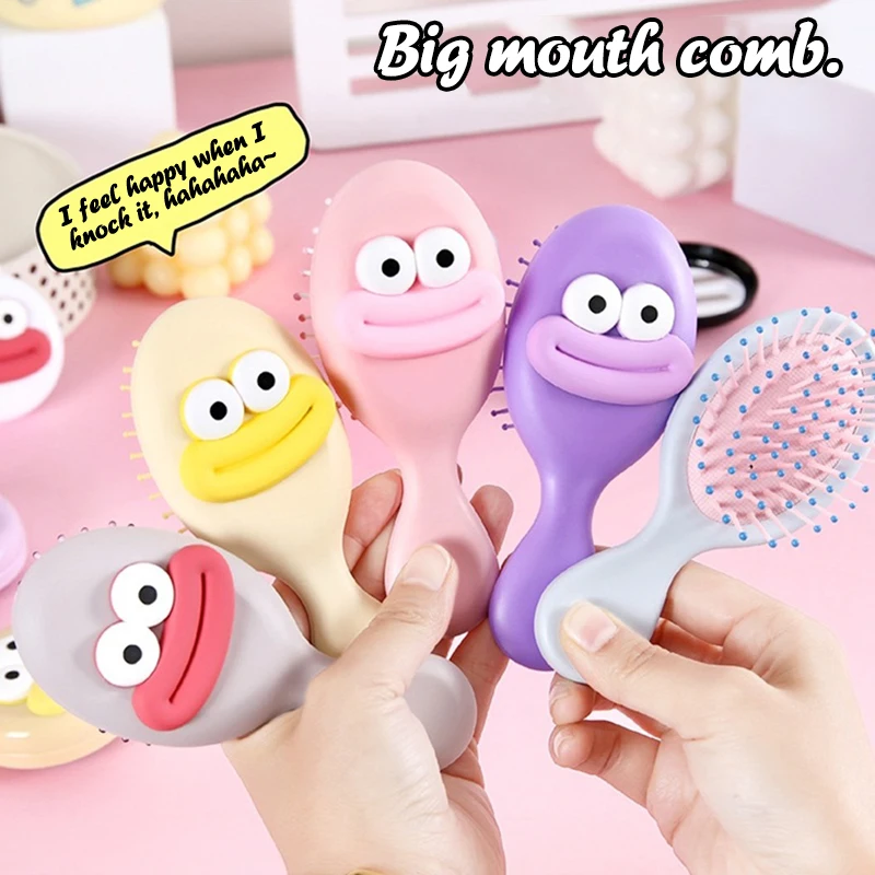 Cute Big Mouth Anti Static Air Cushion Comb Women Long Hair Curling Fluffy Air Bag Comb Head Massage Comb Scalp Meridian Comb