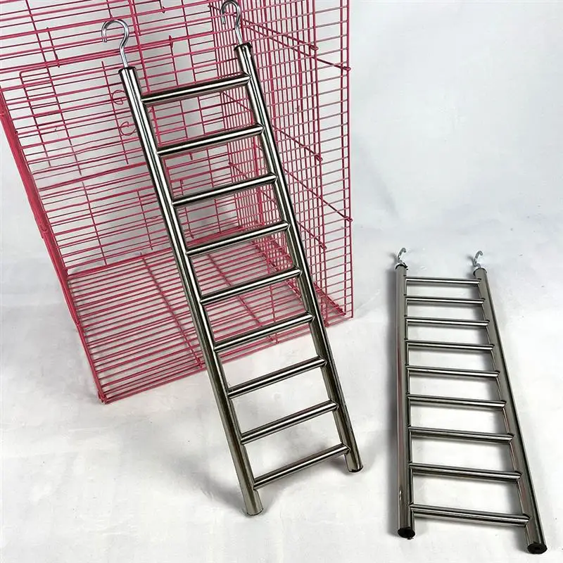 1Pc Parrot Ladder Stainless Steel Cockatiel Stand Ladder Perch Climbing Ladder Bird Cage Ladder Bird Cage Hamsters Pet Supplies